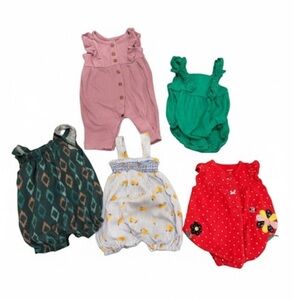 Carter’s Newborn Baby Girl Clothing Set of 4 Rompers and One Sleeveless Onesie